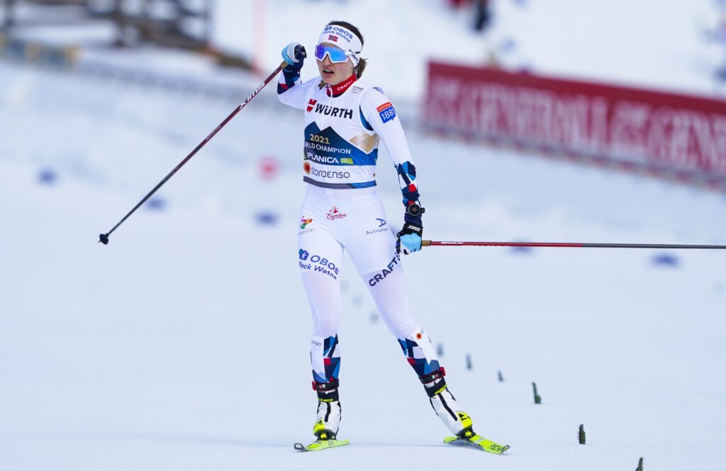 Planica, Slovenia 20230224. 
Gyda Westvold Hansen fra Norge jubler under kombinert langrenn for kvinner under ski-VM 2023 i Planica, Slovenia.
Foto: Terje Pedersen / NTB