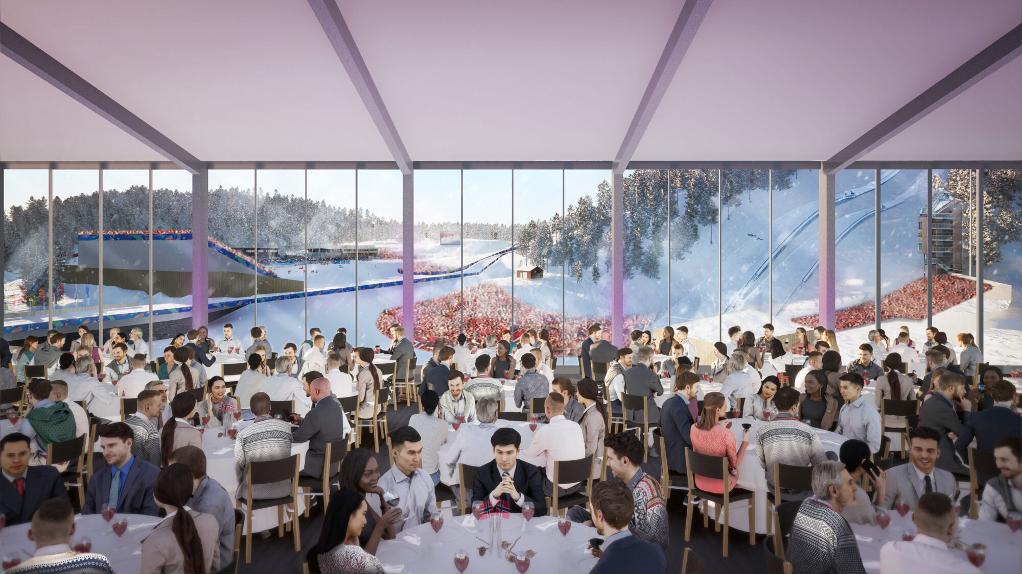 VIP-telt VM-teltet i Granåsen har utsikt til både hopparena og langrenssløyper. Illustrasjonsfoto: Ski-VM 2025
